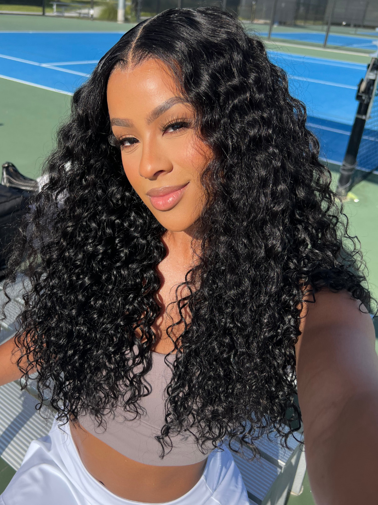 7x5 Bye Bye Knots Glueless Lace Wig Quick Install Water Wave Invisible Knots Lace Wig 150% Density