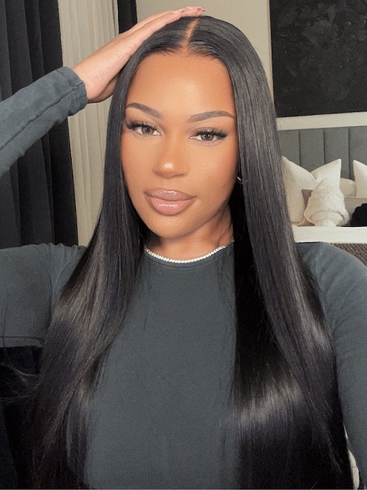 180% Density 5x5 HD Pre Cut Lace Put On And Go Glueless Straight Black Human Hair Wig