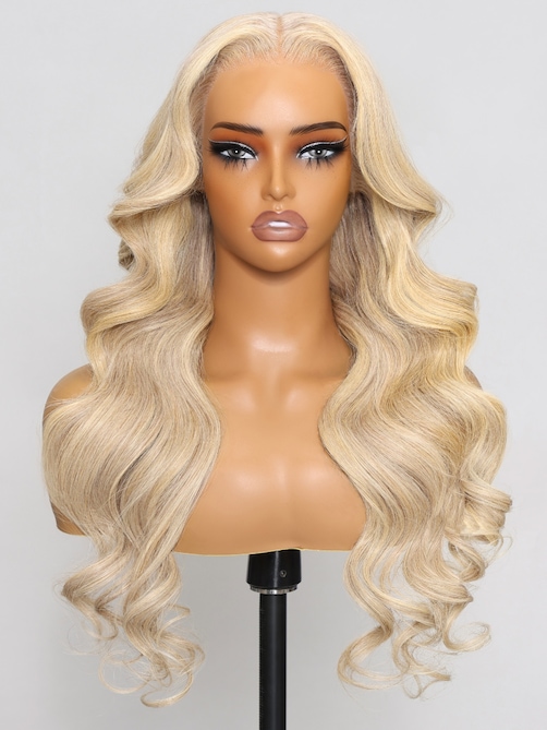 13x4 Pre Done Everything Lace Front Body Wave Ash Blonde Summer Color 150% Density