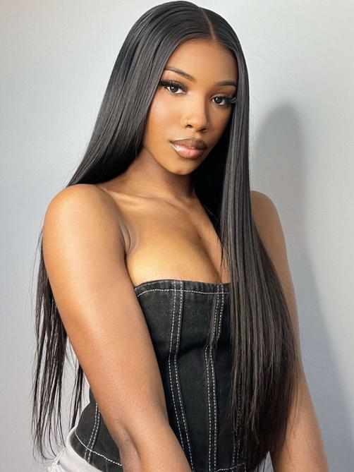 Middle Part Lace Straight Pre Plucked Wig 150% Density Hot Seller For Summer