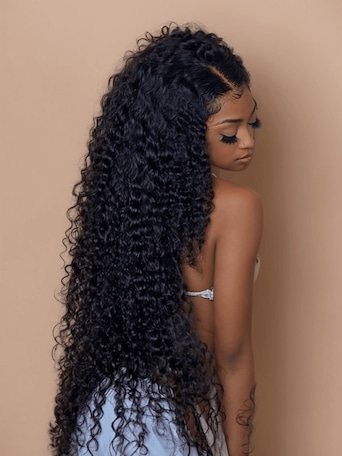 UNice Hair Curly Human Hair 3 Bundles With T Part Lace Closure Virgin Hair Curly Bundles With Closure Full Head Natural Black