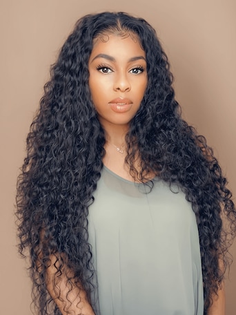 Unice Deep Wave 4 Bundles with 5x5 Free Part HD Lace Closure Natural Black