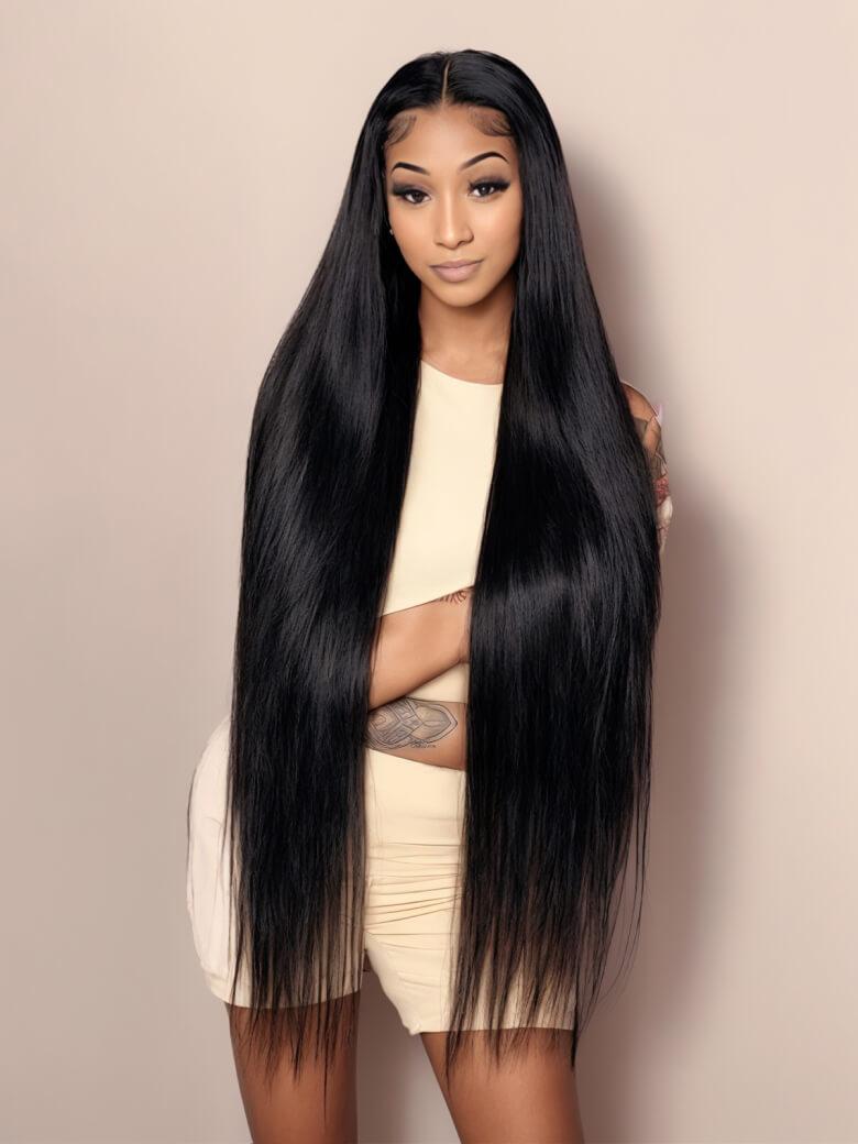 UNice 38 Inch Extra Long Bussdown Straight Undetectable HD 13x4 Lace Front Human Hair Wig