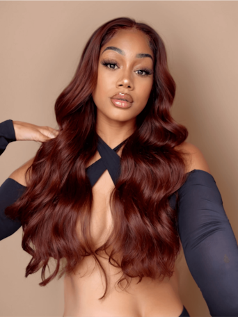 UNice Dark Auburn Body Wave Remy Human Hair 4x4 Free Part Closure