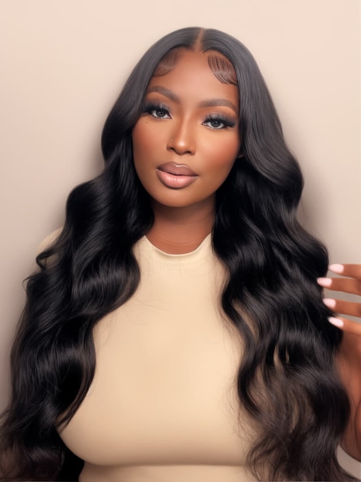 40 Inch Glueless Invisible HD Lace Pre Plucked Super Full Closure Body Wave Wigs Melted Match All Skin Color