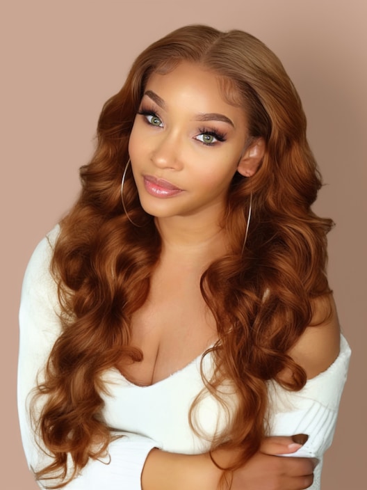 Auburn Light Brown 180% Density Loose Wave 13x4 lace Front Wig