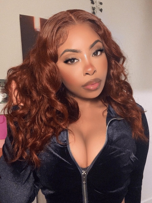 [US ONLY] Glueless 6x4.5 Pre-Cut Lace Reddish Brown Body Wave Put On And Go Wig No Baby Hair