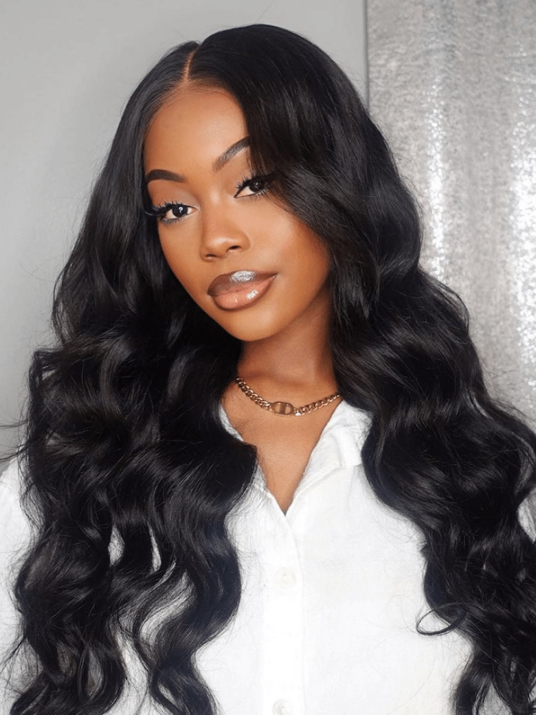 UNice 6x4.5 Put On And Go Pre Cut Lace Quick & Easy Body Wave Black Wig