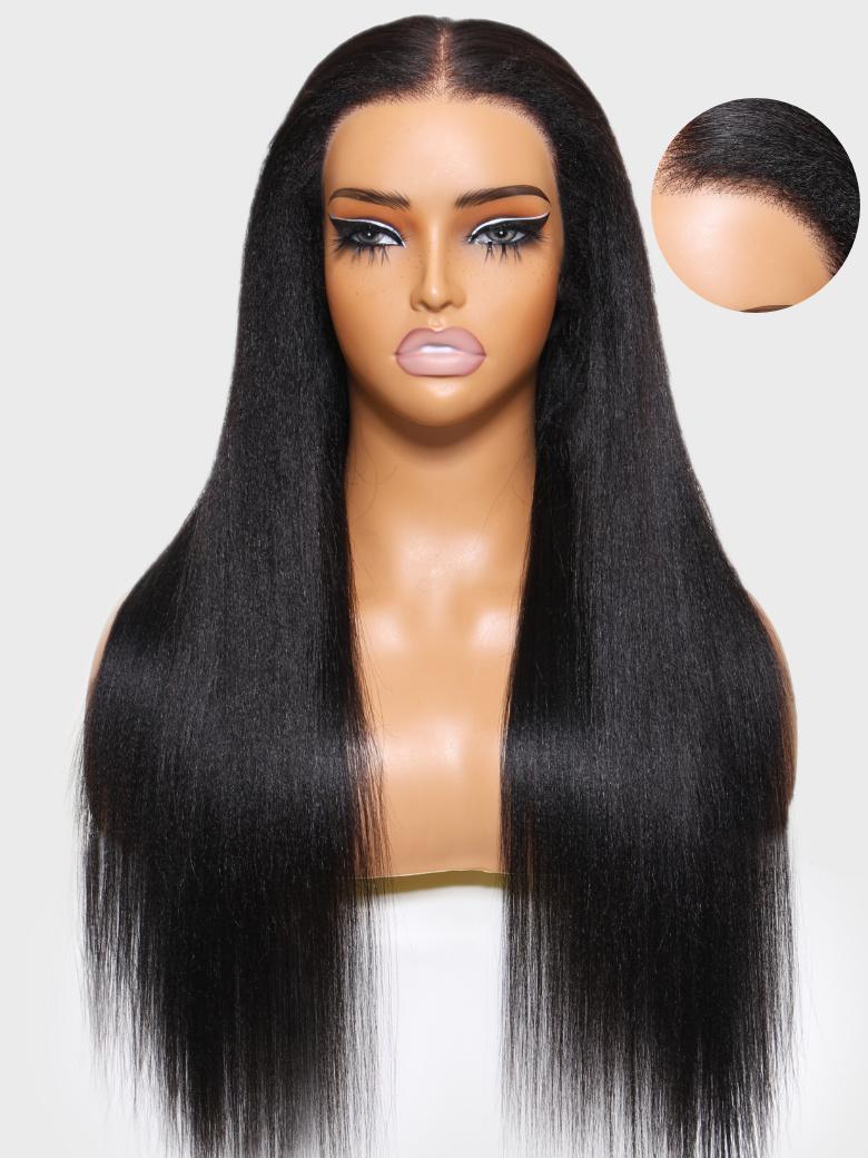 
    UNice 13x6 Lace Frontal Black Yaki Straight Pre-Everything Wig With 4C Curly Baby Hair