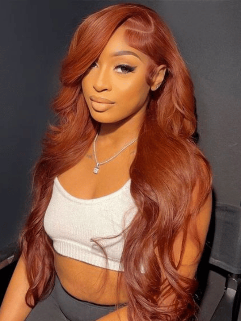 UNice Copper Brown 13x4 Lace Front Body Wave Wig display picture 1
