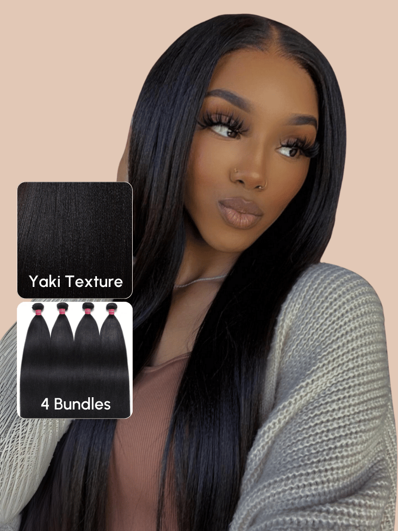 UNice Hair Bundles 4 Pcs/pack Yaki Virgin Human Hair