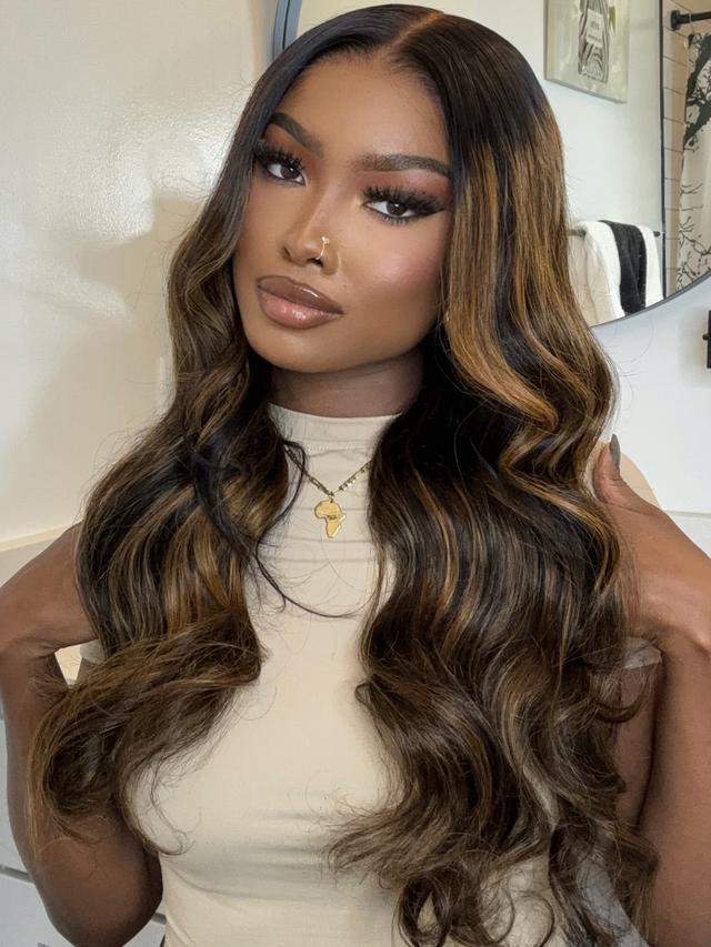 UNice 7x5 Bye Bye Knots™ Wig Glueless Lace Balayage Highlight Body Wave Drawstring & With Bangs Wig