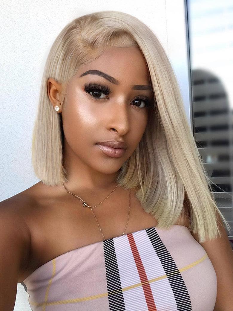 Bye-Bye Knots Wig 7x5 Lace Blonde with Brown Root Straight Bob Wig 150% Density