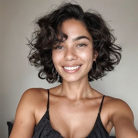 curly jaw length bob