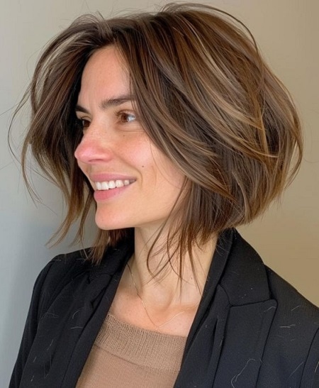 Jaw length layered bob