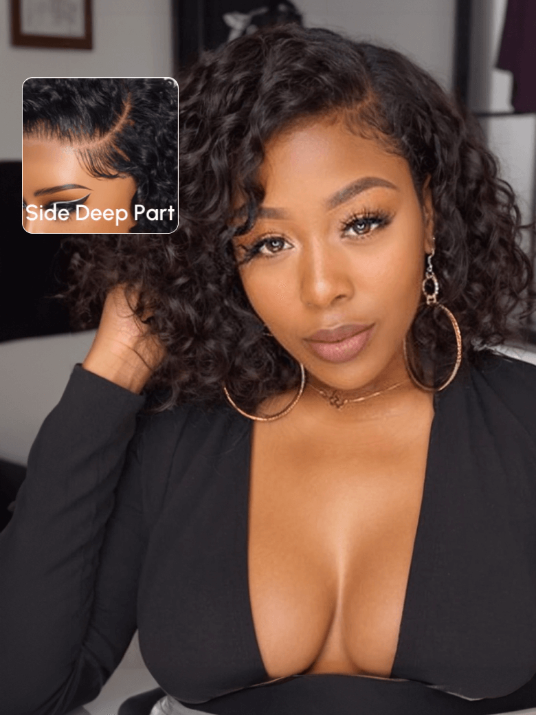 UNice Bye-bye Knots Lace Closure Side Part Wig Short Curly Bob Wig