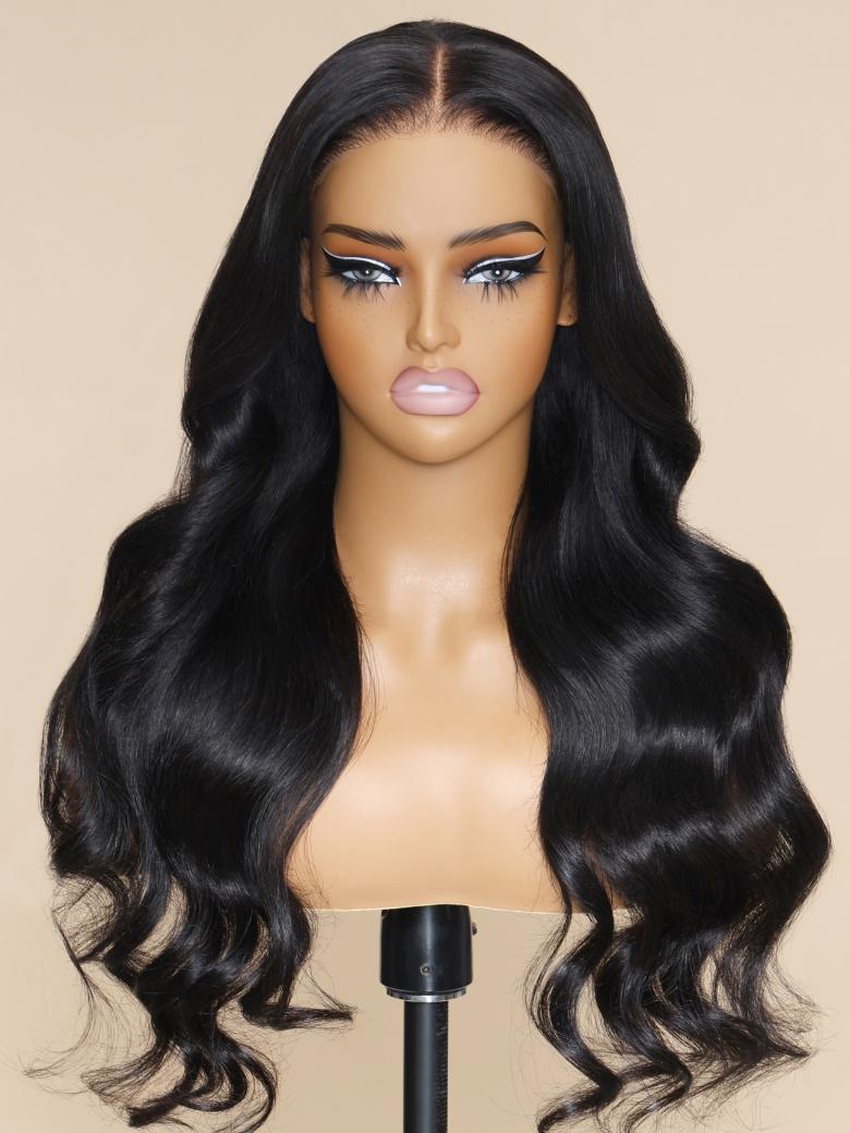 7x5 Bye-bye Knots Magic Lace Wig Natural Black Body Wave With Optional Replaceable Lace Closure 180% Density