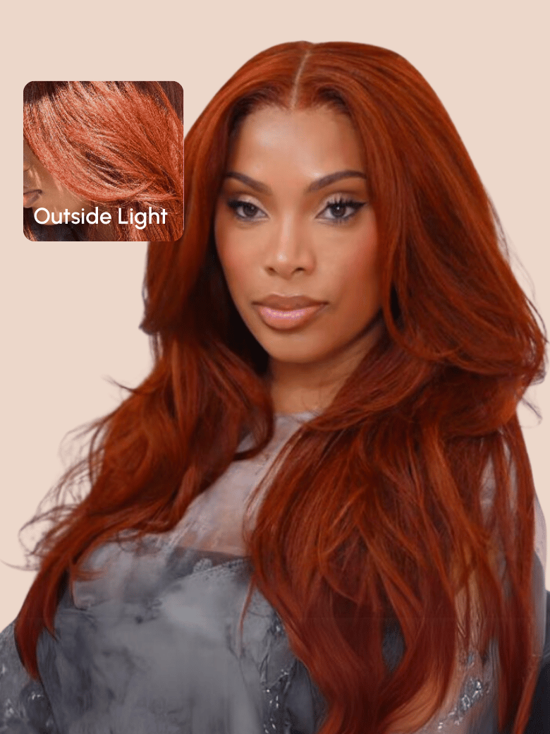 UNice Bye Bye Knots Wig 7x5 Glueless Lace Reddish Brown Yaki Wig With Pre-plucked Hairline