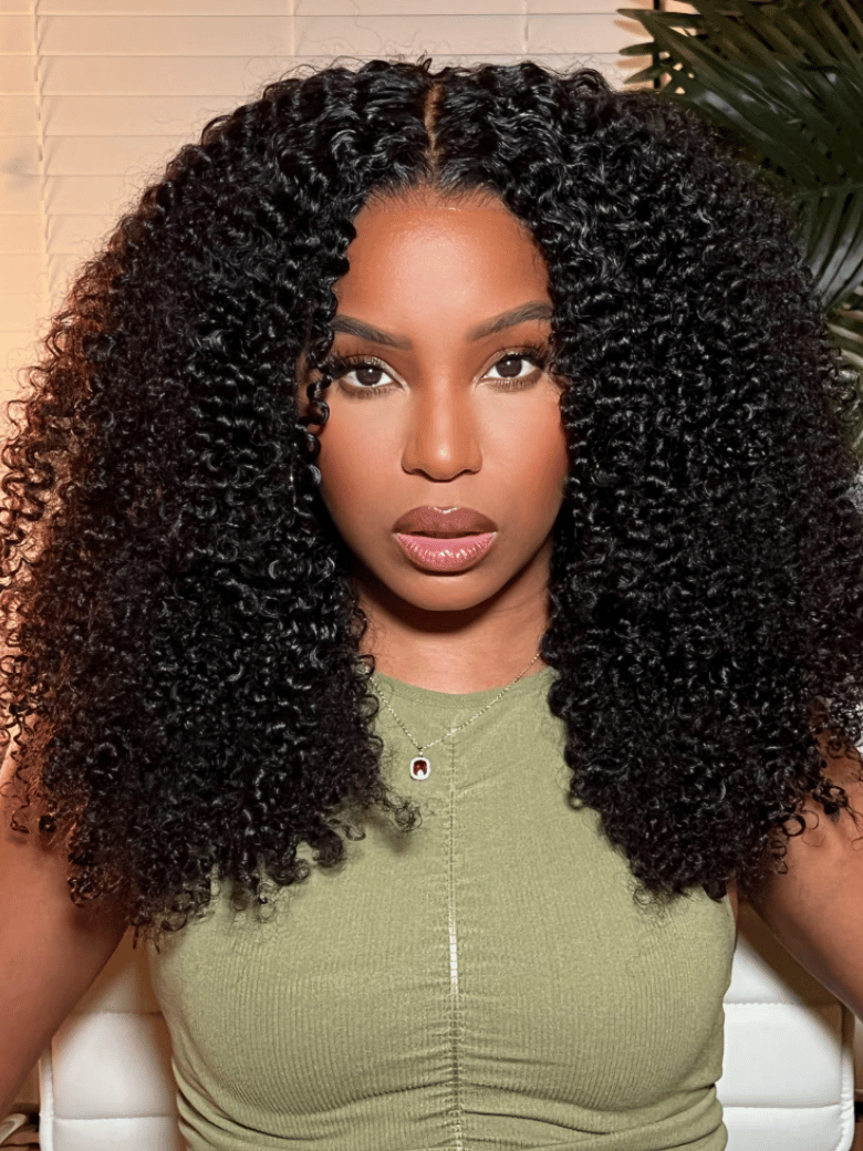 [22"=$109]Hot Lace Part Wig Breathable Kinky Curly Wigs Natural Hairline