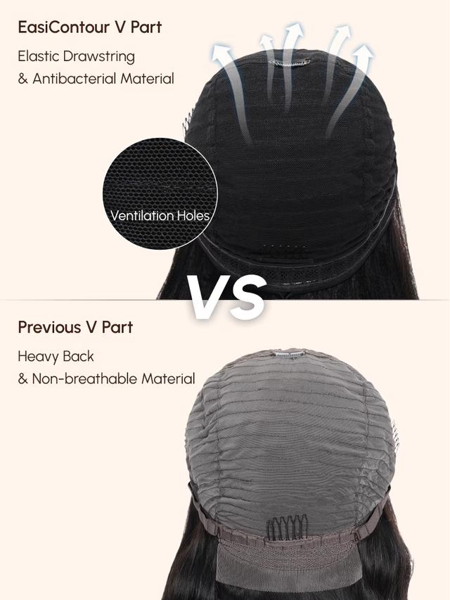 Glueless EasiContour V Part 150% Density Glueless Yaki Wig Super Melted