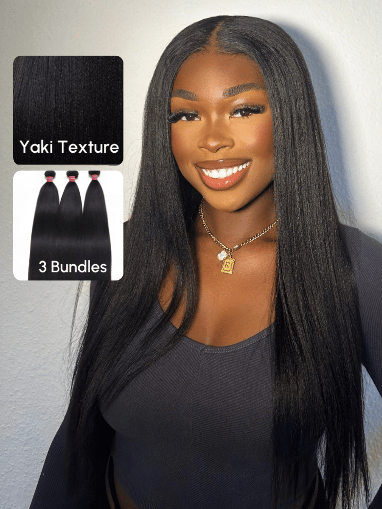 UNice Hair Bundles 3 Pcs/pack Hair Natural Yaki Texture Virgin Human Hair