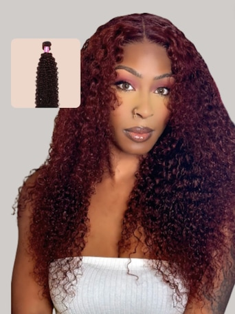 UNice Reddish Brown Jerry Curl 1Pc 100% Remy Human Hair Bundle