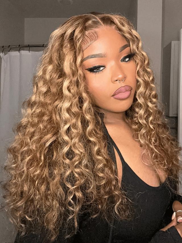 13x4 Lace Front Chocolate Brown Highlight Blonde Lace Front Body Wave Wig