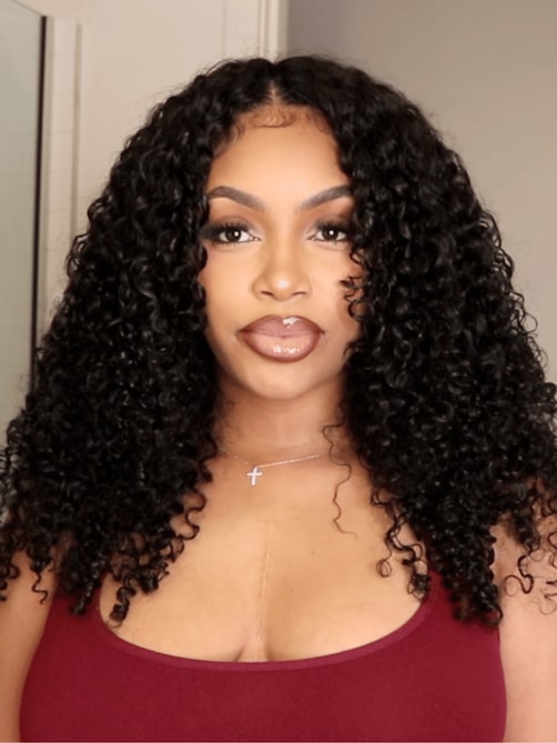 UNice EasiContour™ V Part Minimal Glueless Curly Glueless Wig With Invisi Drawstring 100% Human Hair 150% Density