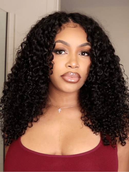 UNice EasiContour™ V Part Minimal Glueless Curly Glueless Wig With Invisi Drawstring 100% Human Hair 150% Density
