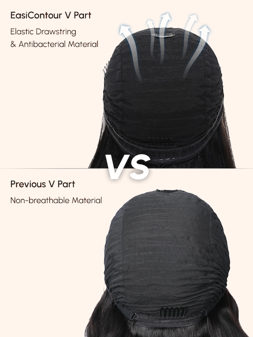 EasiContour V Part Glueless Kinky Straight Natural Black Wig Beginner Friendly