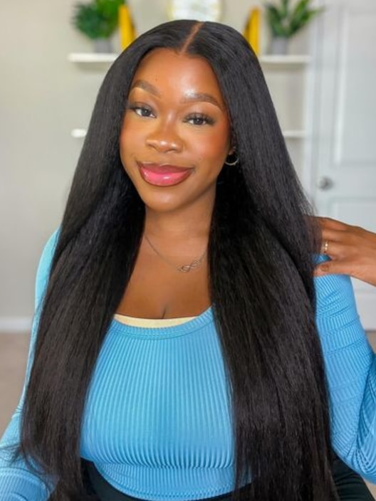 UNice Bye Bye Knots Wig 7x5 & 13x4 Pre-Everything Glueless Lace Black Yaki Straight Wig With Bleached Knots