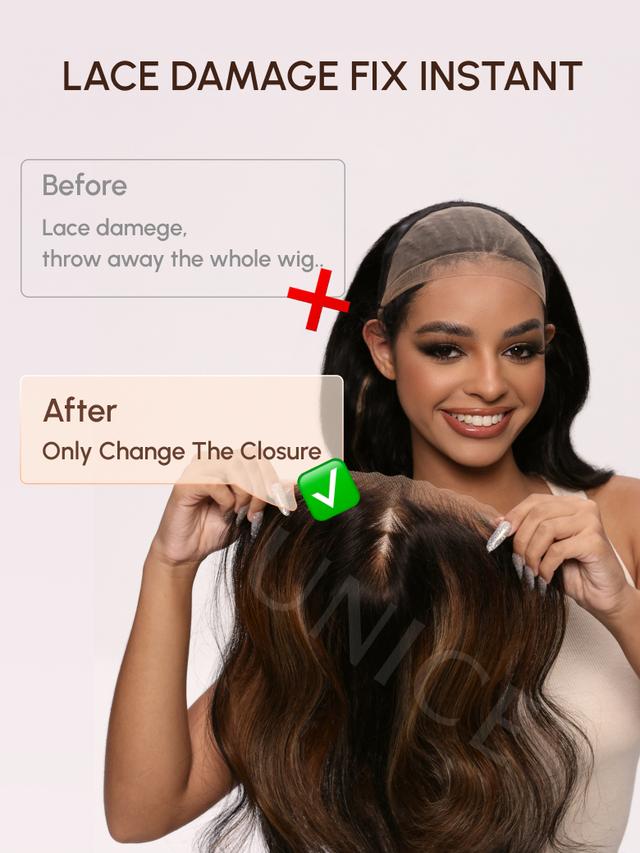7x5 Bye-bye Knots Magic Lace Wig Natural Black Body Wave With Optional Replaceable Lace Closure 180% Density