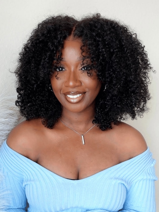 [US Only] 16 Inch Glueless Breathable Middle Part Lace Kinky Curly Wigs Natural Hairline