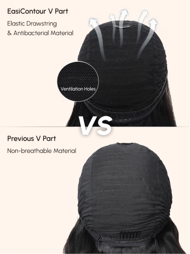 EasiContour™ V Part Minimal Leave Out Glueless Curly Glueless Wig With Invisi Drawstring 100% Human Hair