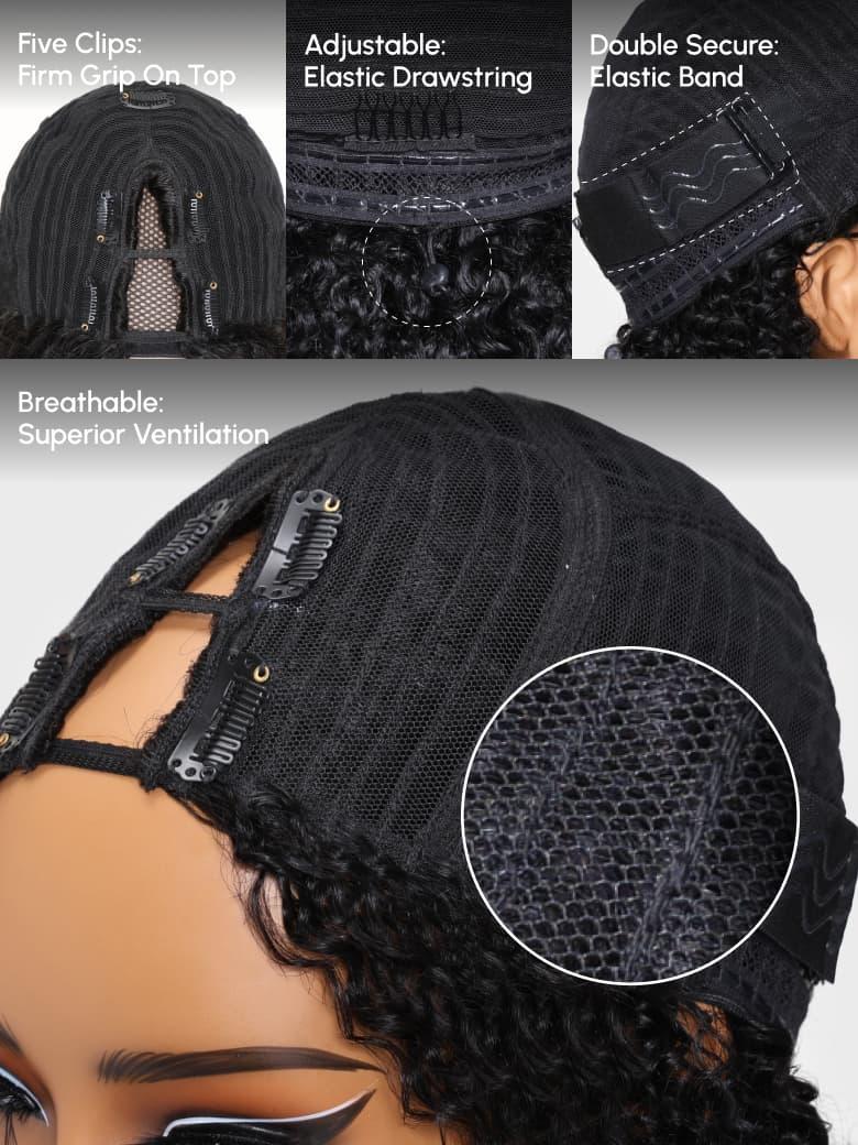 [BOGO FREE] EasiContour™ V Part Glueless Curly Wig With Invisi Drawstring 100% Human Hair Wig