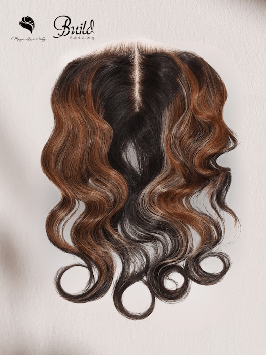 UNice Light Brown & Golden Blonde Highlights Body Wave Replaceable Lace Closure For Magic Lace Wig
