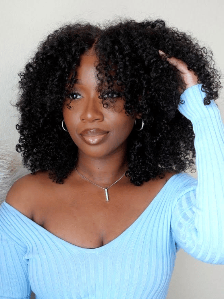 Hot Lace Part Wig Breathable Kinky Curly Wigs Natural Hairline