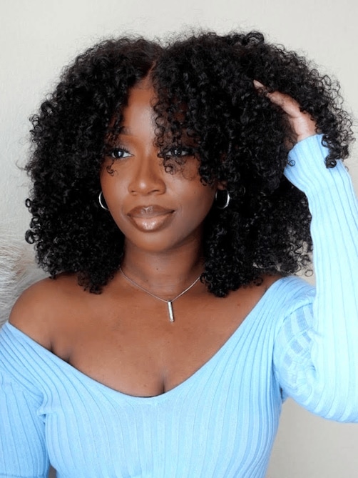 [22"=$109]Hot Lace Part Wig Breathable Kinky Curly Wigs Natural Hairline