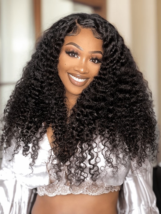 [24"=159]Jerry Curly Lace Wigs 150% Density Natural Hair Line Glueless Human Hair Wigs