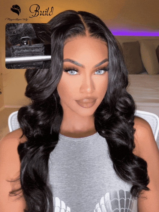 7x5 Bye-bye Knots Magic Lace Wig Natural Black Body Wave With Optional Replaceable Lace Closure 180% Density