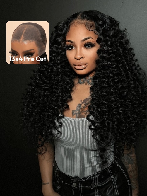 UNice 13x4 Lace Frontal Black Deep Wave Pre-Everything Wig