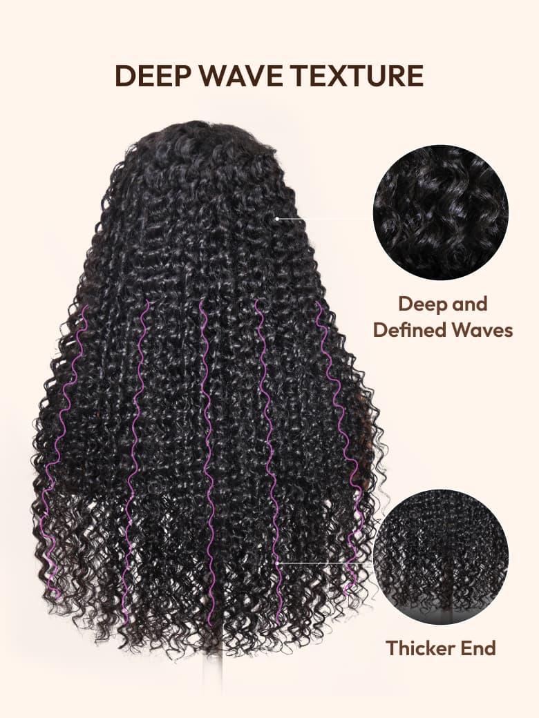 BlendAway 5x5 Thin HD Lace Closure Glueless Deep Wave Wig 150% Density