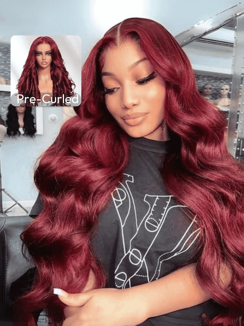 [Limited Offer]13x4 Pre-Everything Lace Frontal Warm Burgundy Loose Wave Wig