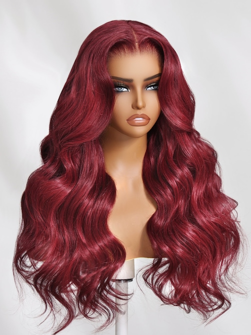 13x4 Pre-Everything Lace Frontal Warm Burgundy Loose Wave Wig