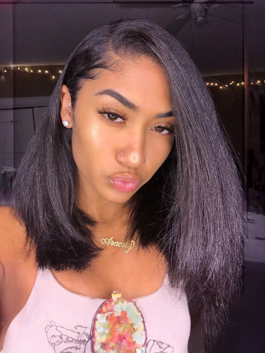 Bye Bye Knots Wig 7x5 Glueless Lace Black Yaki Bob Bleached Knots Wig 150% Density