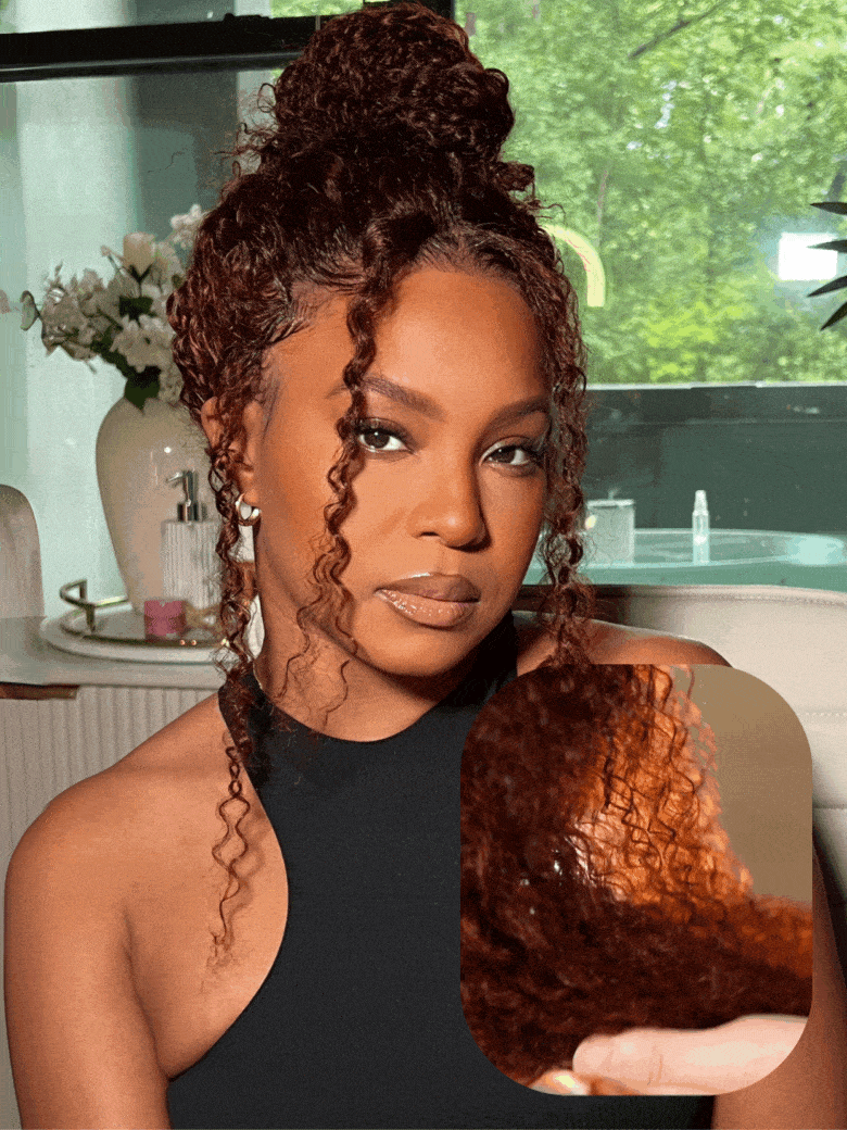 7x5 Bye-Bye Knots™ Wig Glueless Lace Jerry Curly Reddish Brown Drawstring Wig With Bleached Knots