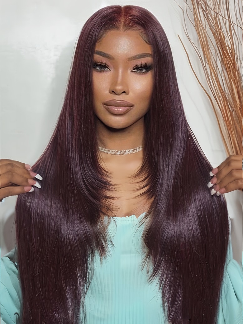 UNice 13x4 Lace Frontal Black Cherry Layered Straight Pre-Everything Wig