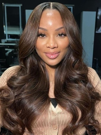 13x4 Pre-Everything Lace Frontal Espresso Brown With Highlights Loose Wave Glueless Wig