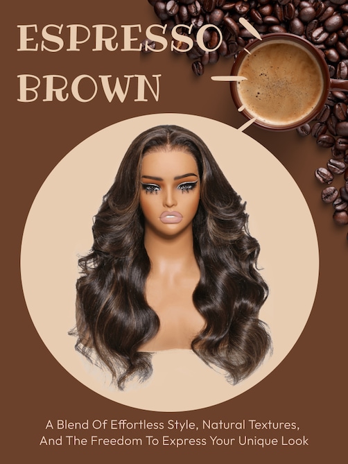 13x4 Pre-Everything Lace Front Wig Espresso Brown With Highlights Loose Wave 150% Density