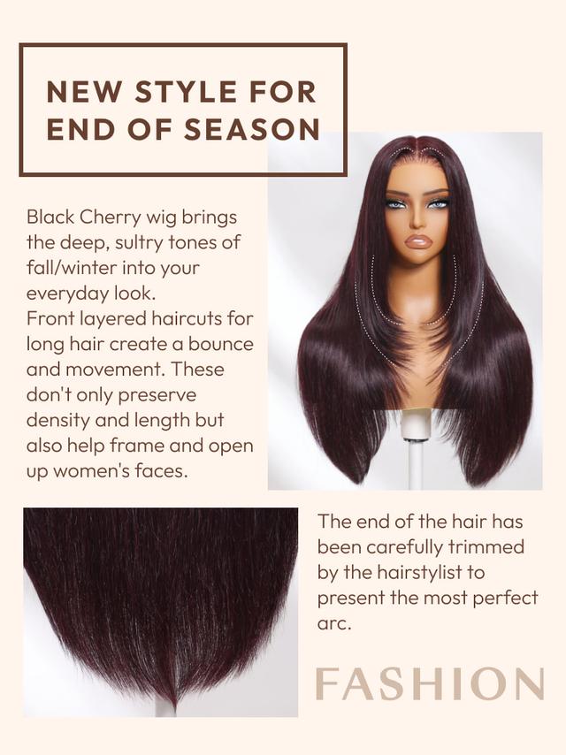 13x4 Pre-Everything™ Lace Frontal Black Cherry Perfect Melt Layered Straight Wig